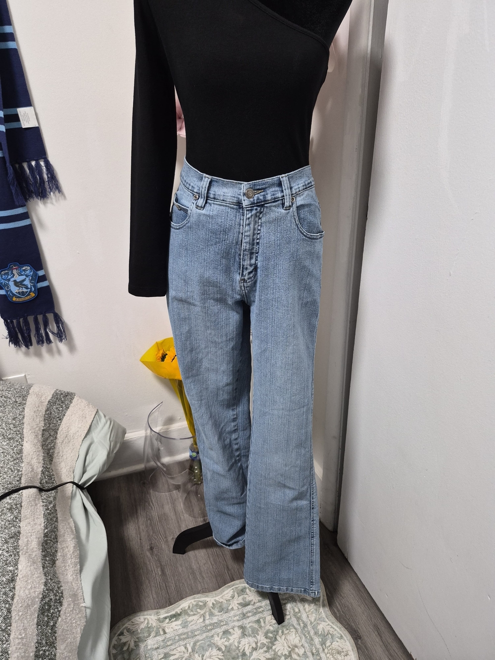 Lee Light Blue High-Rise Straight Jeans - Women